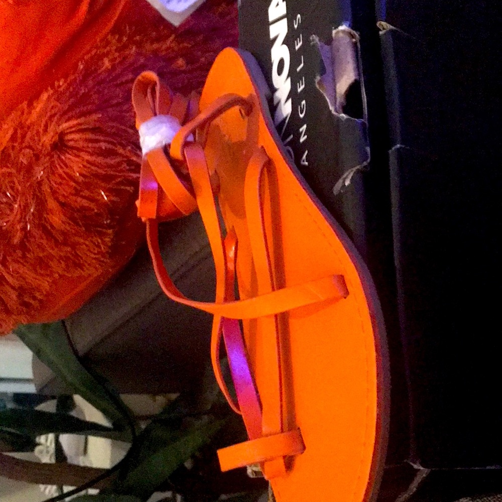 Orange women tie up sandals size 9
